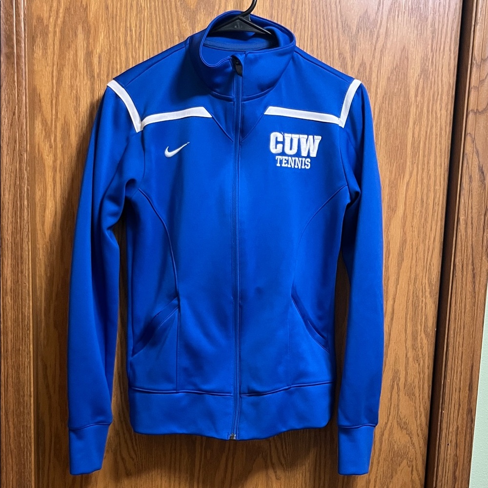 Nike Women's Blue and White Varsity Jacket